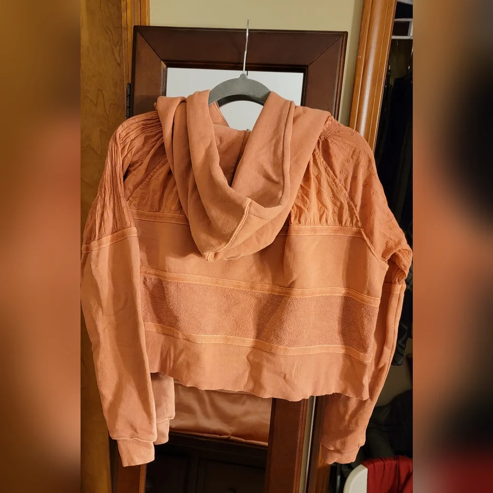 Free people piper pieced crop hoodie size M